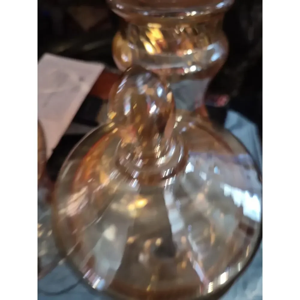 Vintage Empoli MCM 2 Peach Apothecary Jar With Lid And Pedestal And An...